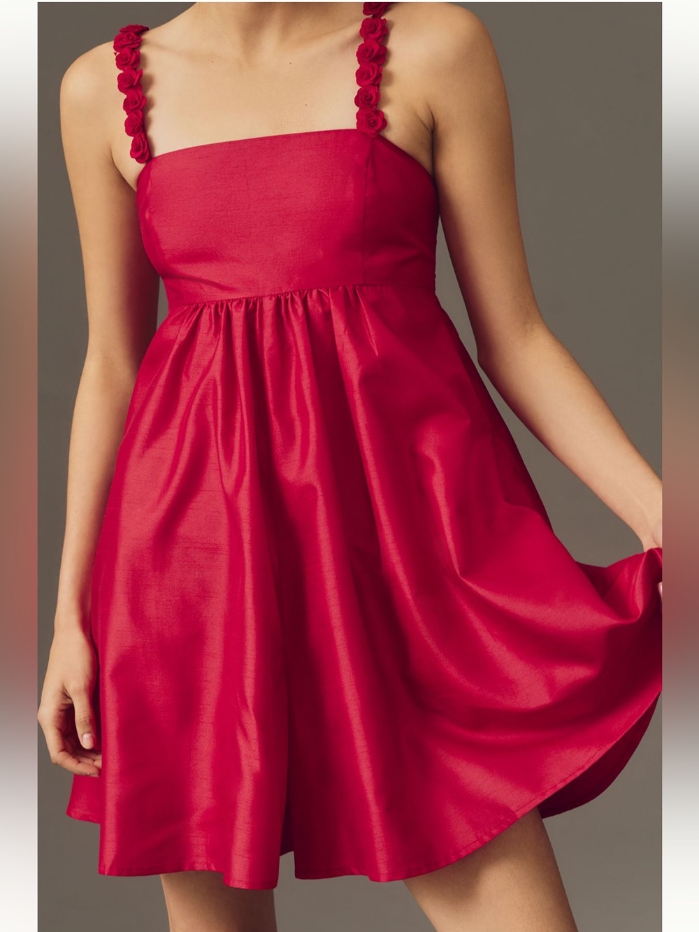 Anthropologie’s Hutch Rose Square-Neck Romper with Ruffled Strapsz